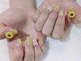 【スカルプ】ひまわりネイル