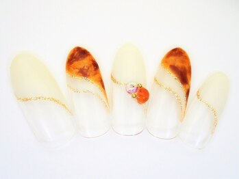 ワンネイル(ONE NAIL)/＃べっ甲ネイル＃斜めフレンチ