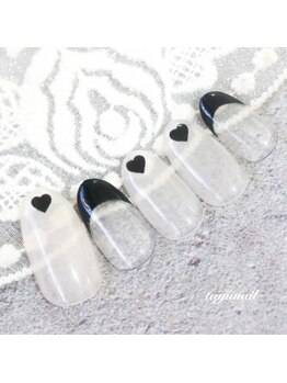 たゆ ネイル(たゆnail)/ブラックハートフレンチネイル☆