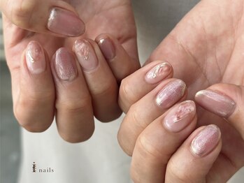 アイネイルズ 吉祥寺店(I nails)/クリアベース秋色天然石ミラー