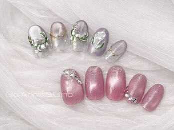 ネイルサロン アニーアンドジーノ(NAIL SALON Annie&Gino)の写真/【選べる定額¥5700～】シンプルで上品なネイル♪自爪を削らないパラジェルが大好評！色変更も可能◎