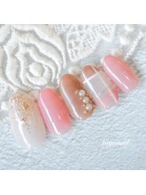 たゆ ネイル(たゆnail)/ピンクブラウンチェックネイル☆