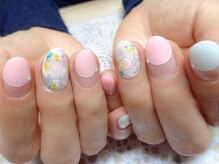 アミュリー ネイル アトリエ(Amury nail atelier)/手書きジェルフラワーネイル♪