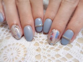 大理石＆マットブルーネイル★