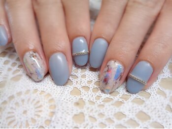 アミュリー ネイル アトリエ(Amury nail atelier)/大理石＆マットブルーネイル★