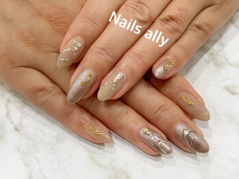 ネイルズアリー 立川店(Nails ally)/ニュアンス×ベージュ
