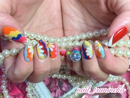 ★カラフルポップフラワーネイル