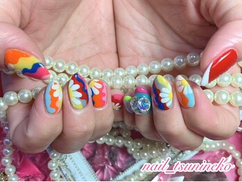 ★カラフルポップフラワーネイル