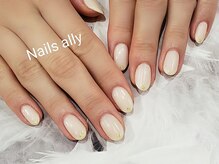 ネイルズアリー 立川店(Nails ally)/ワンカラー×ゴールドナゲット