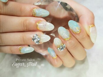 シュガーネイル(sugar nail)/ライトブルーニュアンスネイル