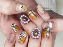 アッサンブレ(Assembler)/バーバリー×くまちゃんネイル