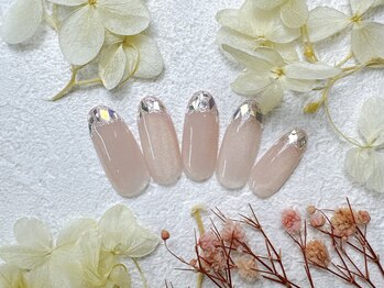 ガラスフレンチネイル　銀座