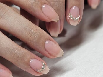 ちゅるんピンクにミラーフレンチ