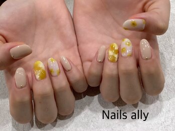 ネイルズアリー 立川店(Nails ally)/マスタード×もやもや×秋ネイル