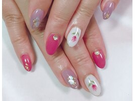 手書きフラワーネイル