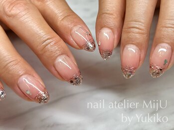 ネイル アトリエ ミジュ(nail atelier MijU)/ミラーとラメのフレンチ