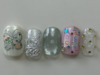 春蝶々パステルドット星