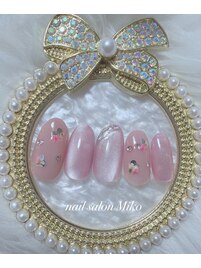 押し花　マグネット　ピンク