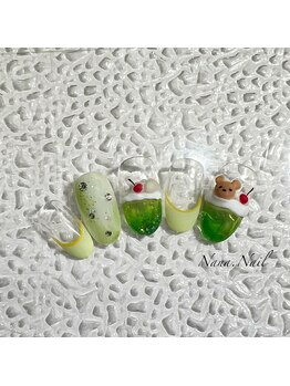 ナナネイル(Nana.Nail)/夏のクリームソーダネイル♪