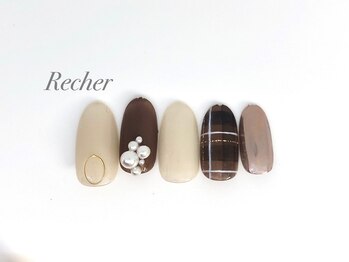 ネイルサロンリシェ 烏丸御池(Recher)/人気!ブラウン*チェック