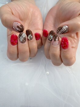 バレンタインネイル