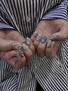 blue nail/ぷっくりニュアンス