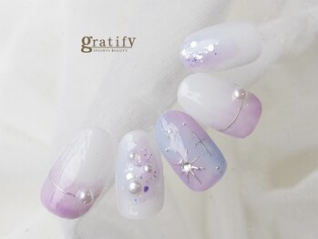 グラティフィー 梅田店(gratify)/初夏のミラーアートネイル