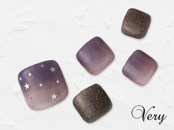 星空イメージのフットネイル