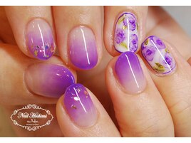 水彩紫ローズネイル