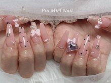 ピオミエルネイル 新宿(pio miel nail)/ドット×リボン