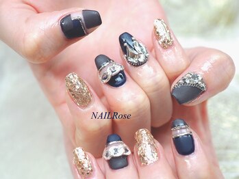 ネイルローズ(NAIL Rose)/マットチェーンリングブラック