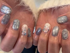 ブルークリスマスネイル