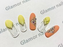グラマーネイル(Glamor nail)/ビジューネイル×Vフレンチ