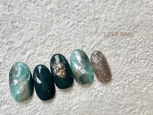 ルークネイル 恵比寿店(LUKE NAIL)/ニュアンスグリーン大理石　夏