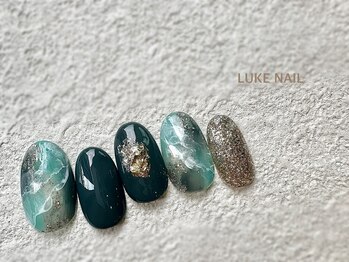 ルークネイル 恵比寿店(LUKE NAIL)/ニュアンスグリーン大理石　夏