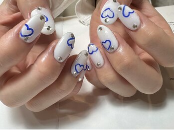 デューネイルスタジオ(dew nail studio)/ブルーぷくぷくハート