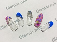 グラマーネイル(Glamor nail)/カラフル×斜めフレンチ