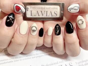 プロフェッショナル ネイルサロン ラヴィアス(LAVIAS)/【ジェル】ワンカラ＋アート２本