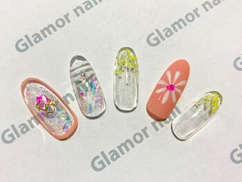 グラマーネイル(Glamor nail)/マーガレット×クリアネイル