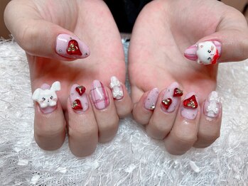 レアネイル 新宿(le'a nail)/ハートいちごネイル