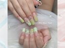 ライムグリーンの春ネイル