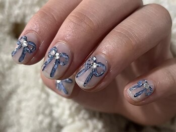 ネイルメゾン 梅田(NAIL MAISON)/たらしこみリボン