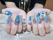 ナナネイル(Nana Nail)/地雷系　ブルーX シルバー