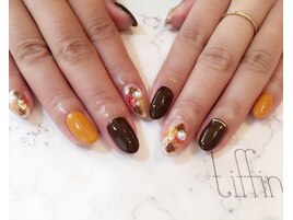 秋色塗りかけネイル