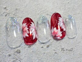 ラメグラ×フラワーネイル＊