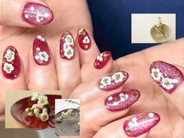 ボルドー×スパンコール梅の花☆