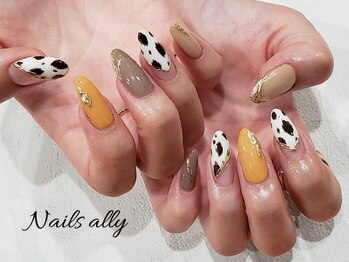 ネイルズアリー 立川店(Nails ally)/ダルメシアン×牛柄×秋冬ネイル