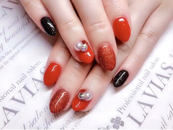 プロフェッショナル ネイルサロン ラヴィアス(LAVIAS)/【ジェル】ワンカラ＋アート２本