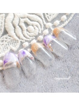 たゆ ネイル(たゆnail)/ゴールドパープルフレンチネイル