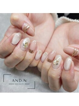 アンド エヌ(AND.N)の写真/≪パラジェル使用≫肌馴染みの良いカラーをご提案＊シンプルでも映えるお洒落デザインは-AND.N-にお任せ♪